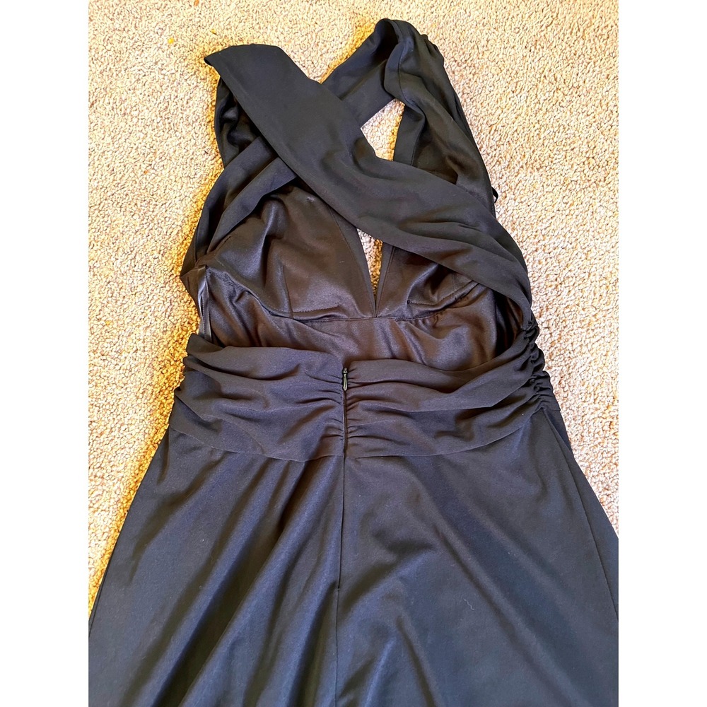 White House Black Market Black Wrap Midi Dress V-Neck Crisscross Back Size 6 - Picture 6 of 11